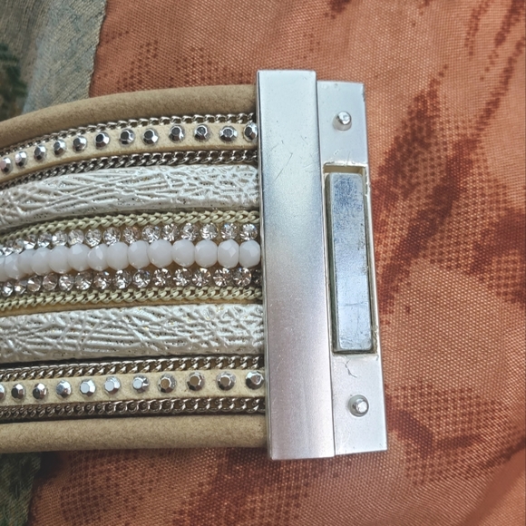 FINAL DROP!! Tan Faux Suede & Gold Faux Leather Bohemian Wrap Style Bracelet - Picture 9 of 9